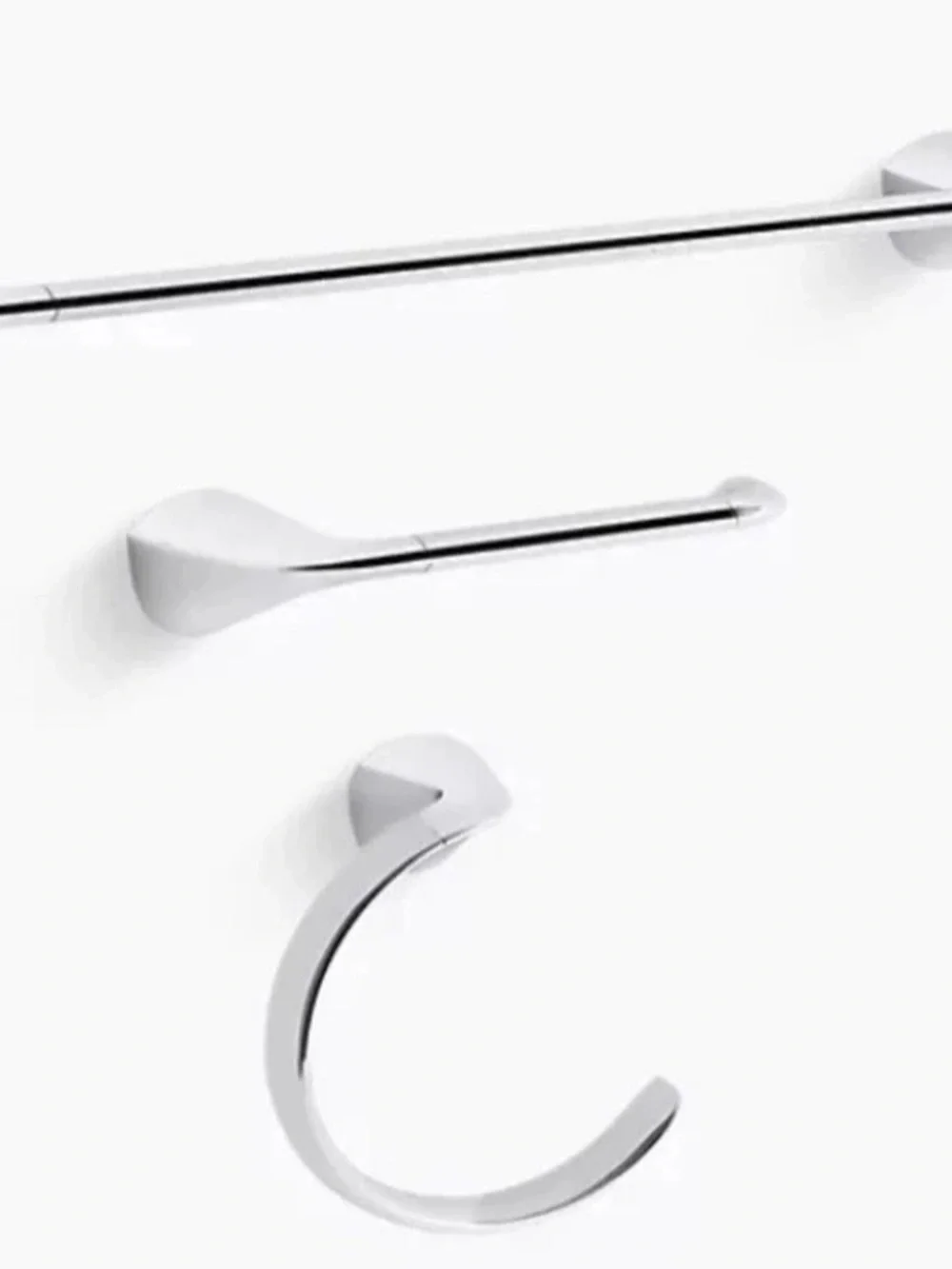 KOHLER 3-Piece Polished Chrome Bathroom Set: Towel Bar, Paper Holder, Ring
